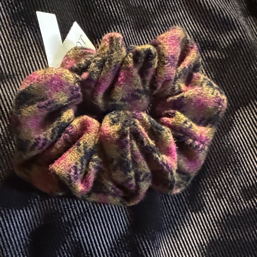 J. Crew Pink and Brown Patterned Scrunchie